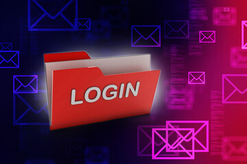 Poster - 3d rendering folder with documents