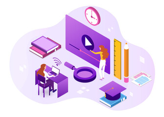 Poster - Student learn online at home using video call
