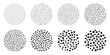 © blankstock - Dotwork stipple circles brush set. Stain noise vector pattern. Black grain effect with stipple dots. Abstract grunge dots pattern. Stochastic dotted texture. Vector dotwork brush for background.