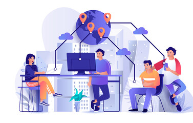 Aufkleber - Outsourcing company concept in flat design