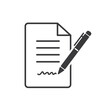 © yana - Pen signing a contract icon with signature, icon, vector.