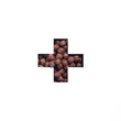 Plus summation sign or cross of chocolate cereal balls isolated on white. Healthy eating, calories calculating concept