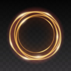 Wall Mural - golden glowing circle. light line effect of gold circle. flare fire ring trace. glitter trail effect