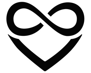 heart and infinity - polyamory sign - vector silhouette illustration for logo, icon or pictogram. a 