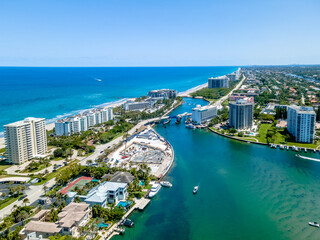 Wall Mural - Lake Boca Raton, Florida with City and ocean