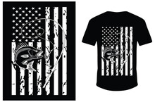 Fishing T-shirt. USA Fishing Flag Gift For Fisherman. Fisher Tee Shirt Cool Fishing Shirts.