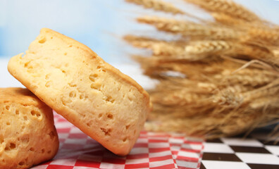 Honey and Wheat Biscuits Close up With Dried Laveder in Background