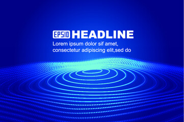 Poster - particle lines diffusing outward in corrugated coils internet technology background
