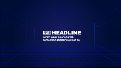 Poster - The line extends forward with a spatial and technological vector background