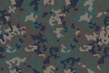 Green army camouflage, seamless pattern. Vector camo military background. Fabric textile print template.