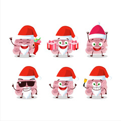 Wall Mural - Santa Claus emoticons with strawberry ice cream scoops cartoon character