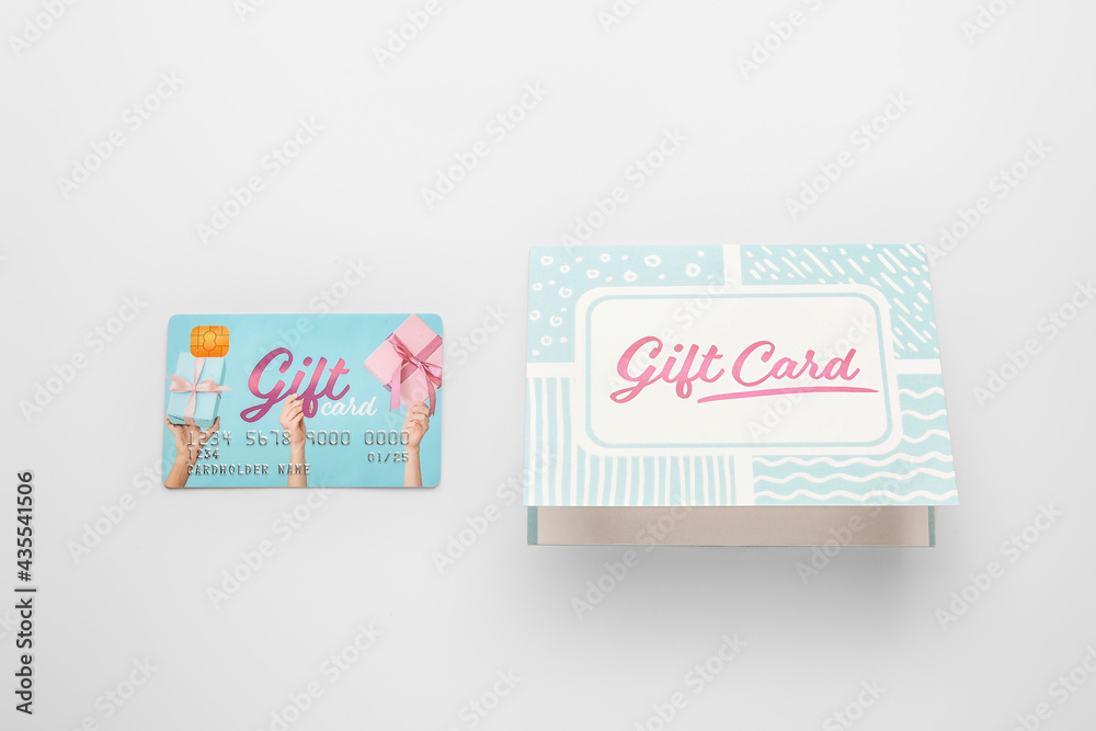 Gift cards on white background