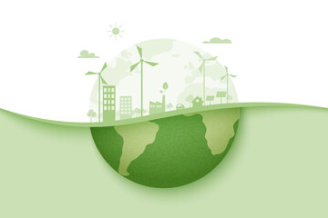 green energy and eco city background.ecology and environment conservation resource sustainable conce