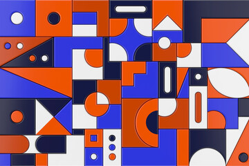 Poster - Abstract Colorful Geomerical Blocking Shapes Background. 3d Rendering