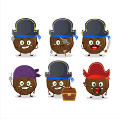 Wall Mural - Cartoon character of chocolate cookies with various pirates emoticons