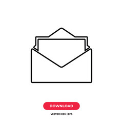 Open envelope icon vector. Mail sign