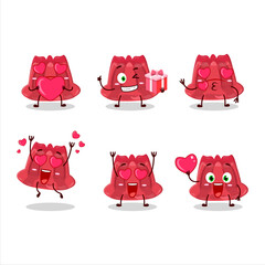 Sticker - Red pudding cartoon character with love cute emoticon