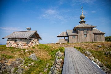 Wall Mural - wooden church in solovki arkhangelsk region white sea russia