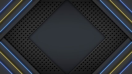 Poster - abstract background of graphic elements - tapes around parts in carbon - transition to free space for your text or message - 3D Illustration