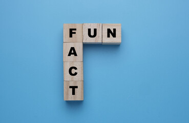 A picture of wooden block written fun fact on blue background. Can be use for education
