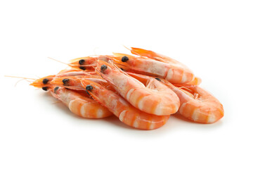 Tasty cooked shrimps isolated on white background