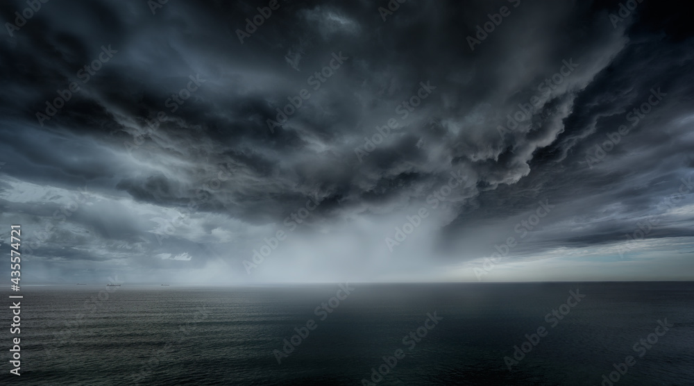 stormy clouds and rain with dramatic sky - obrazy, fototapety, plakaty 
