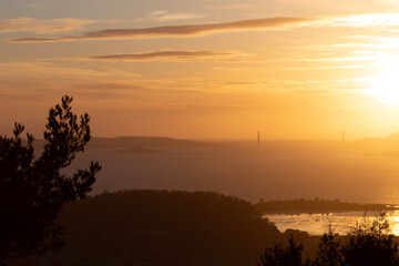 Wall Mural - sunset over the river