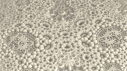 Wall Mural - Bizarre 3D fractal background with recursive structures and shapes.