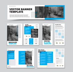 Poster - Vector banner, brochure, trifold, dl flyer with headline, cover with geometric design for corporate style, on a white background. Set