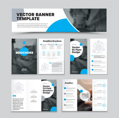 Wall Mural - Vector banner, brochure, trifold, dl flyer with headline, cover with geometric design for corporate style, on a white background. Set