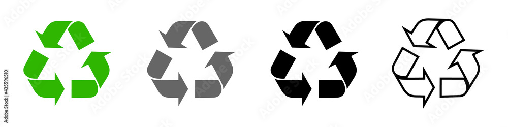 Recycling icons set, recycling arrows. A symbol of ecology, naturalness, purity. Vector set for your design. EPS 10 - obrazy, fototapety, plakaty 