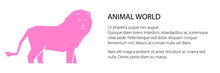 Pink Lion Banner, Animal World Concept, Vector Illustration