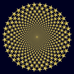 Poster - Set with stars in circle form. Abstract decorative golden background.