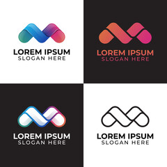 Aufkleber - modern color logo design of initial letter m for your brand and business with other version logos