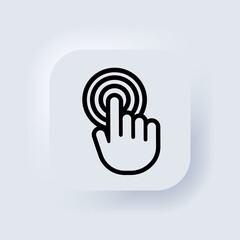 Poster - Hand pointer icon. Hand touch screen smartphone icon. Smartphone screen with clicking finger. Cursor icons vector. Neumorphic UI UX white user interface web button. Neumorphism. Vector