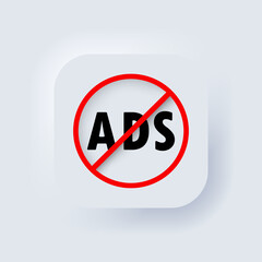 Poster - Ad blocker icon. No ads icons. Vector. Neumorphic UI UX white user interface web button. Neumorphism.