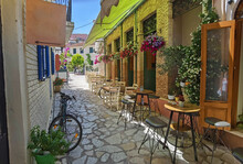 Preveza City Buildings  Alleys Taverns In The City In Summer Noon, Greece