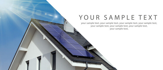 BANNER - Solar Panels With Sunlight. Renewable Energy Concept.