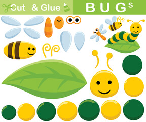 Wall Mural - Set of insects cartoon. Education paper game for children. Cutout and gluing