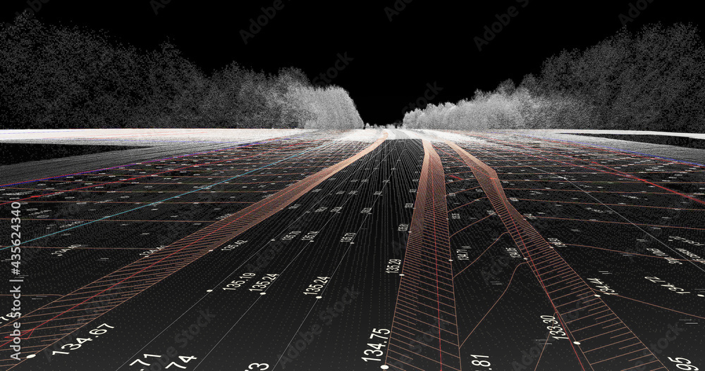 Digital terrain model transportation area obtained from lidar scanning ...