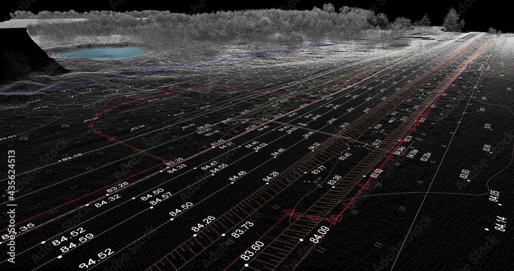 Digital terrain model transportation area obtained from lidar scanning ...