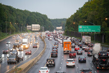 Rush Hour Traffic On The Washington DC Capitol Beltway Near Bethesda, Maryland