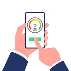 Aufkleber - high loading time speed test performance online report on smartphone screen. vector illustration.