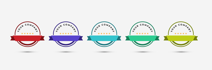 Poster - certified badge logo design template vector illustration with ribbon rounded line