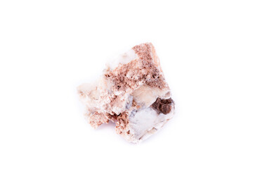 macro mineral stone cerussite on a white background