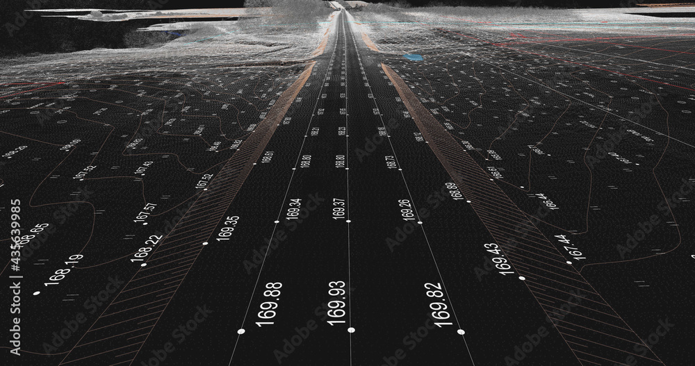 Digital terrain model transportation area obtained from lidar scanning ...