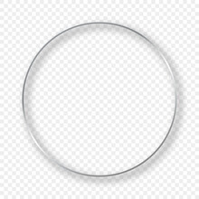 Silver Glowing Circle Frame With Shadow