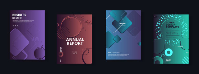 Set of brochure, annual report, flyer design templates. Vector illustrations for business presentation, business paper, corporate document cover and layout template designs	
