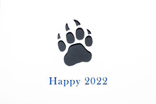 Tiger Paw Silhouette On Black Background. Happy New Year Black Water Tiger. 2022 New Year Card