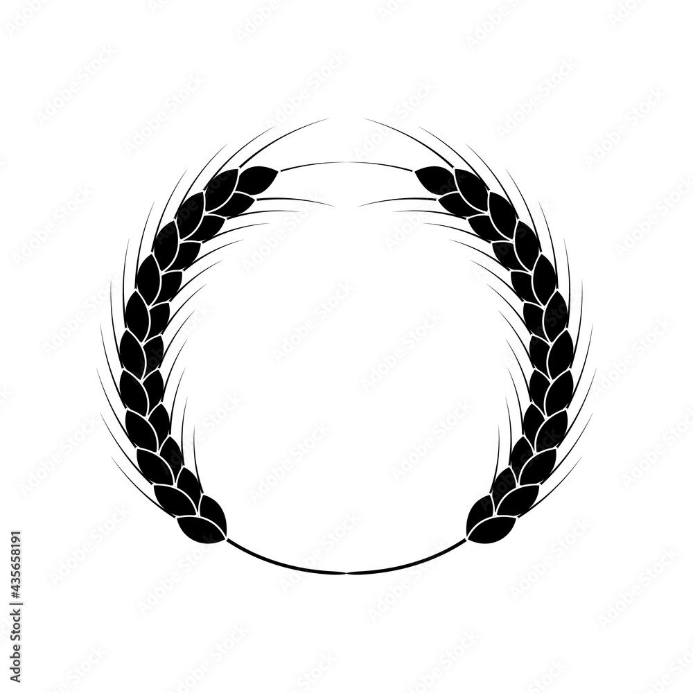 Wheat wreath. logo and icon with grain spikes. Black and white vector  clipart and drawings. Silhouette. Stock Vector | Adobe Stock, image size:1000x1000